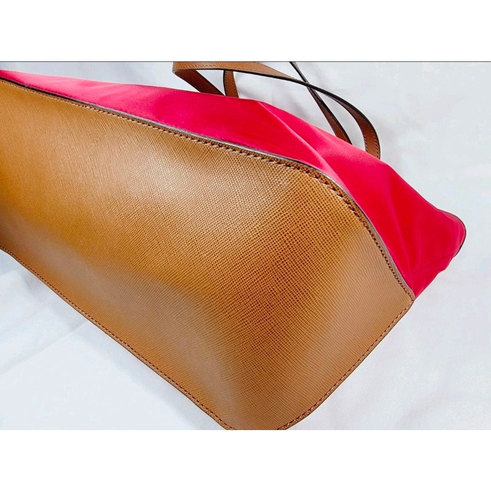 Michael Kors Red Brown Nylon Tote Bag - Picture 7 of 12